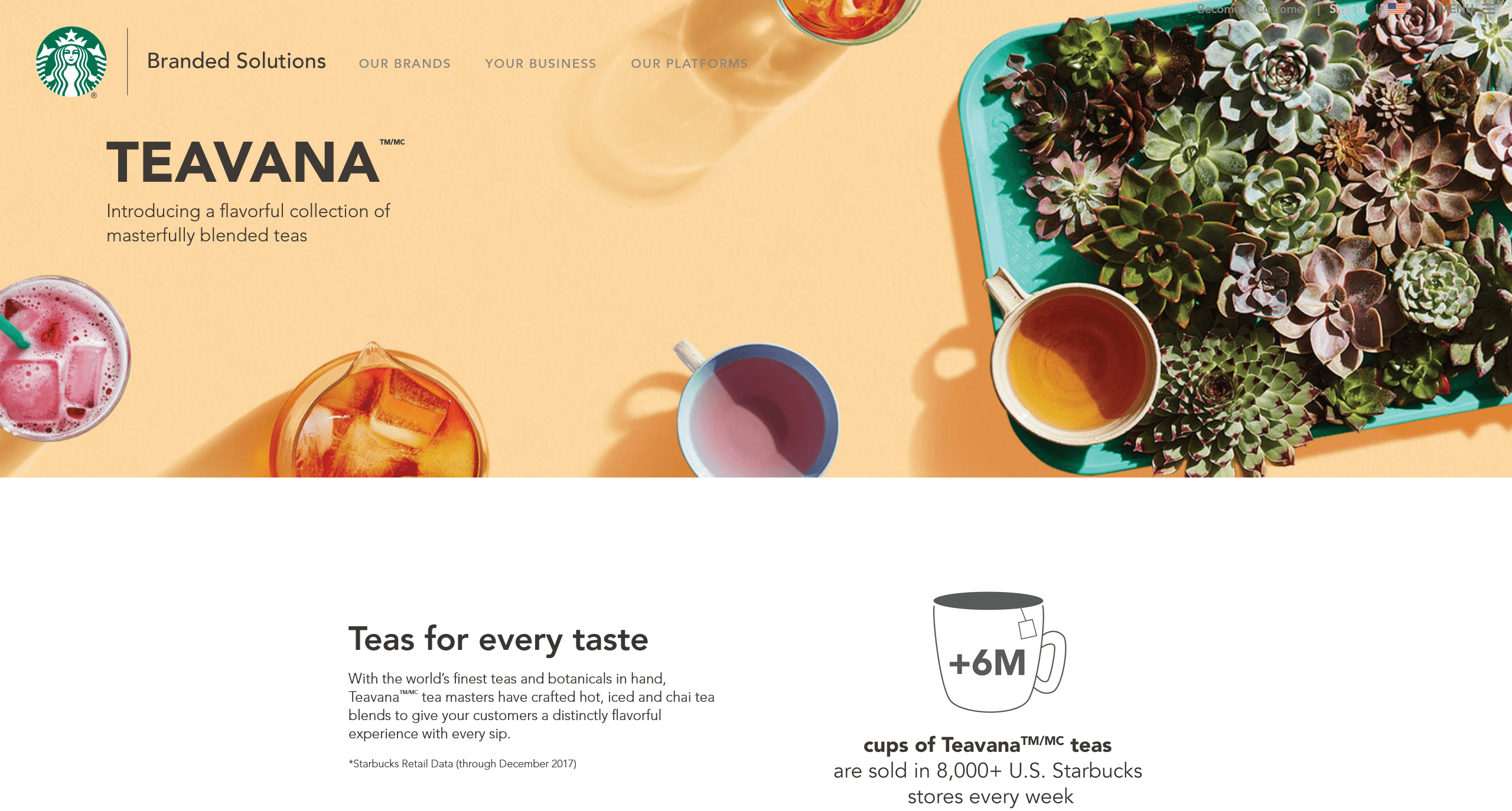 desktop view of Teavana landing page